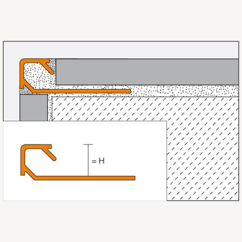 Profilé mur aluminium chromé Q ACGB - 2,5 m schéma