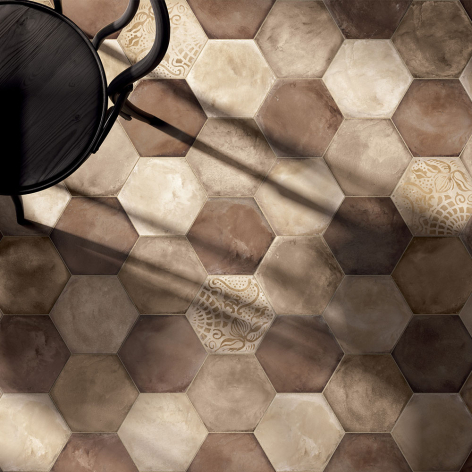 Carrelage effet béton c8o1021 - hexagone 25x21,6 cm