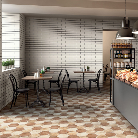 Carrelage effet béton c8o1021 - hexagone 25x21,6 cm