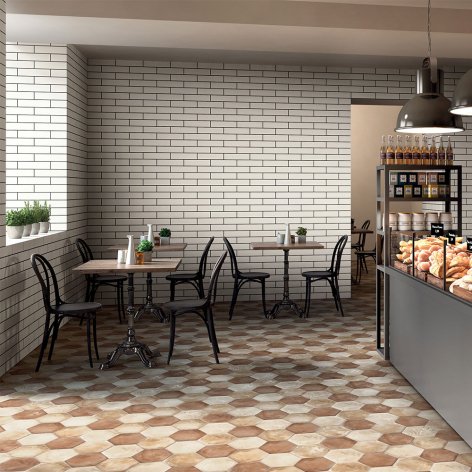 Carrelage effet béton c8o1021 - hexagone 25x21,6 cm