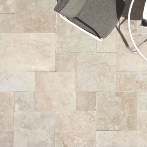 Dalles travertin classic - 4 formats 12 mm (40,6x40,6 cm - 20,3x40,6 cm - 20,3x20,3 cm - 40,6x61 cm)