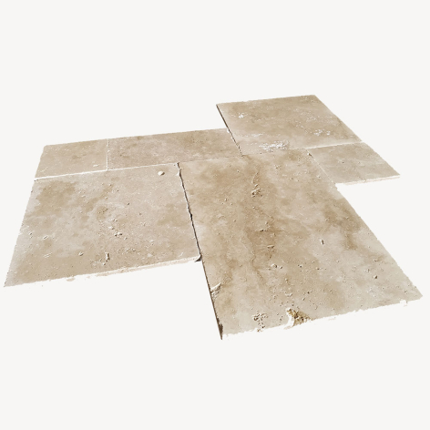 Dalles travertin classic - 4 formats 12 mm (40,6x40,6 cm - 20,3x40,6 cm - 20,3x20,3 cm - 40,6x61 cm)