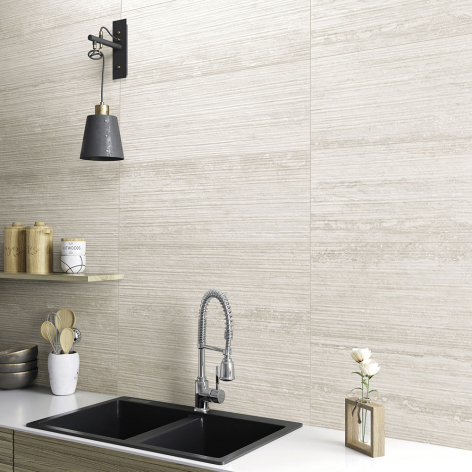 Faïence effet travertin décor groove a7l16203_1 - 30x90 cm