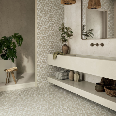 Carrelage effet argile hexagone décor c8o07030_1 - 25x21,6 cm