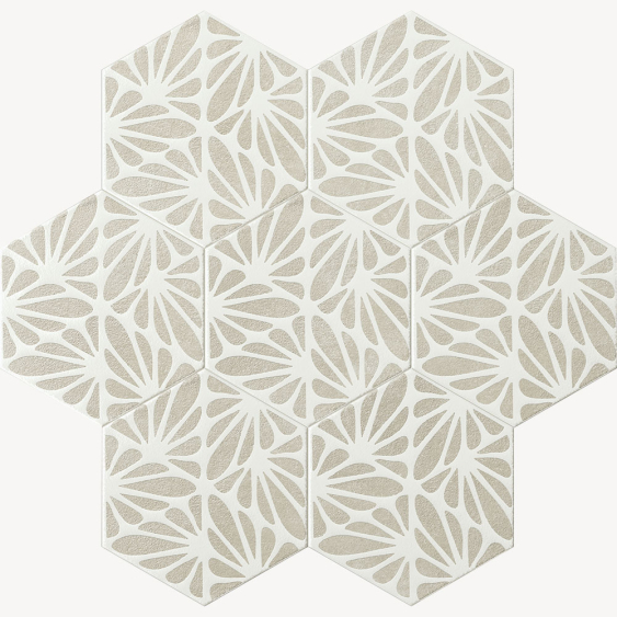 Carrelage effet argile terra creta hexagone décor - 25x21,6 cm