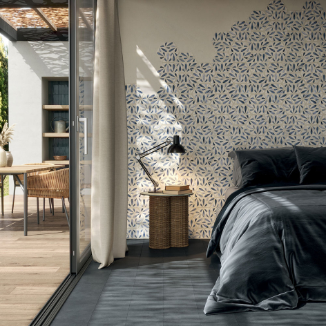 Faïence effet argile hexagone décor c8o07035_1- 25x21,6 cm