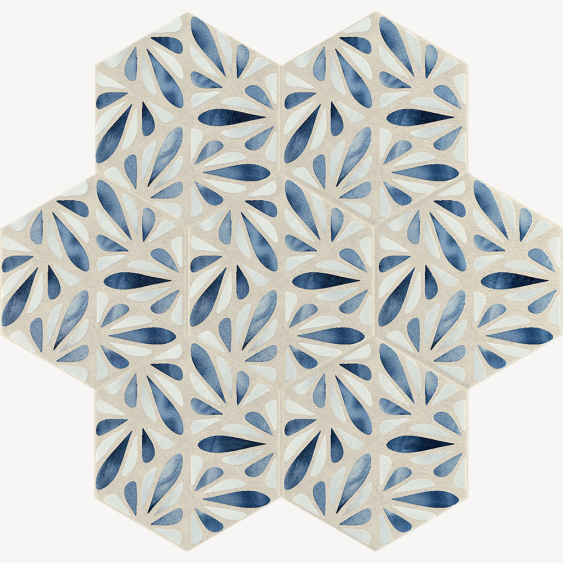 Faïence effet argile hexagone décor c8o07035_1- 25x21,6 cm