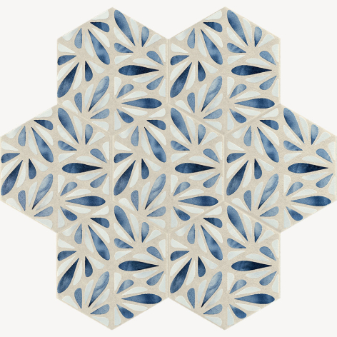 Faïence effet argile hexagone décor c8o07035_1- 25x21,6 cm