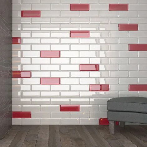 Faïence monochrome unie biseautée - 10x20 cm