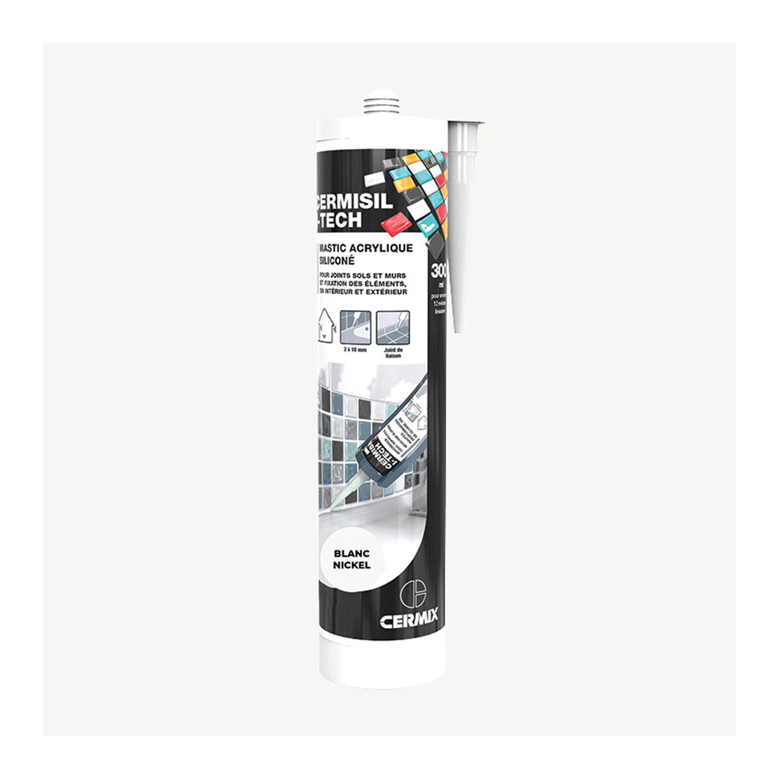 Mastic acrylique siliconé Cermisil i-Tech blanc nickel
