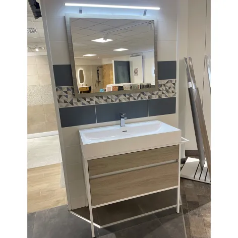 Meuble + vasque + robinetterie + miroir + éclairage LED
