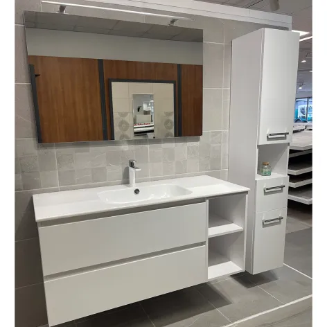 Meuble + vasque + mitigeur + colonne + miroir